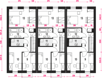 Piętro 1 projektu - Agawa bez garażu szeregówka [B-SZ]