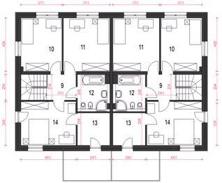 Piętro 1 projektu - Zyta II z garażem 1-st. bliźniak [A-BL]