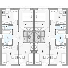 Piętro 1 projektu - Lidia - dwulokalowy LLL