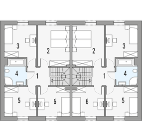 Piętro 1 projektu - Kalipso 5 - dwulokalowy PLP