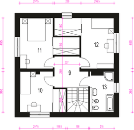 Piętro 1 projektu - Tadeusz II bez garażu [B]