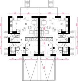 Parter projektu - Grab z garażem 1-st. bliźniak [A1-ZBL1]