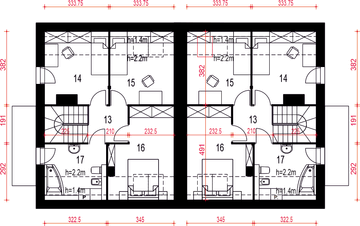 Poddasze projektu - Grab z garażem 1-st. bliźniak [A1-ZBL1]