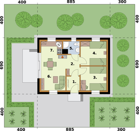 Parter projektu - Lens C szkielet drewniany dom mieszkalny, całoroczny