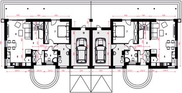 Parter projektu - Paprotka z garażem 1-st. bliźniak [A-BL]
