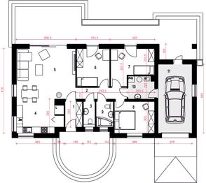 Parter projektu - Jarzębina z garażem 1-st. [A]