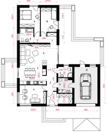 Parter projektu - Słoneczna z garażem 1-st. [A]