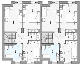 Piętro 1 projektu - Oskar 3 - dwulokalowy LP