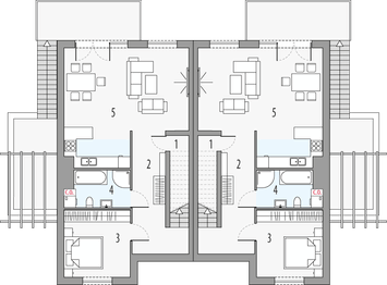 Piętro 1 projektu - PIG 1A - bliźniak LLL