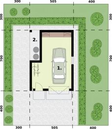 Projekt garażu G9A garaż jednostanowiskowy - rzut parteru, dom liczy 0 pokoje, 0 łazienki i wc
