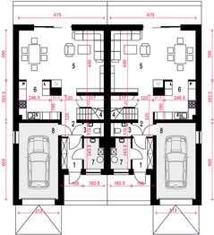 Parter projektu - Aria z garażem 1-st. bliźniak [A-BL]