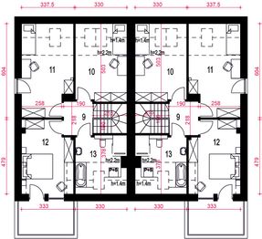 Poddasze projektu - Aria z garażem 1-st. bliźniak [A-BL]