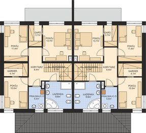 Piętro 1 projektu - APS 307 dwulokalowy