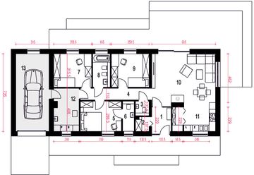 Parter projektu - Żurawinka II z garażem 1-st. [A2]