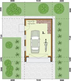 Projekt garażu G351 szkielet drewniany - rzut parteru, dom liczy 0 pokoje, 0 łazienki i wc