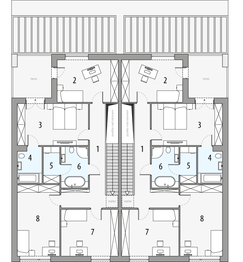 Piętro 1 projektu - Aria - dwulokalowy PLP