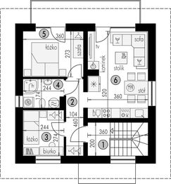 Piętro 1 projektu - Dwulokalowy 2