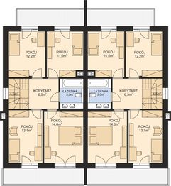 Piętro 1 projektu - APS 348 dwulokalowy