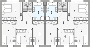 Piętro 1 projektu - Sara 3 - dwulokalowy LLL