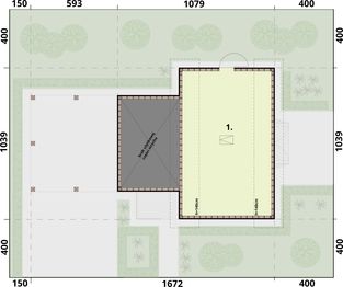 Projekt budynku gospodarczego BGS10 szkielet drewniany budynek gospodarczy - rzut poddasza, dom liczy 0 pokoje, 1 łazienki i wc