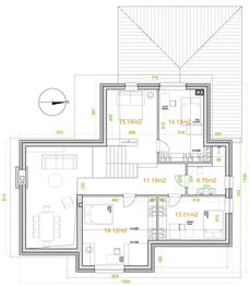 Projekt domu eko Typowy 63 - rzut poddasza, dom liczy 4 pokoje, 3 łazienki i wc
