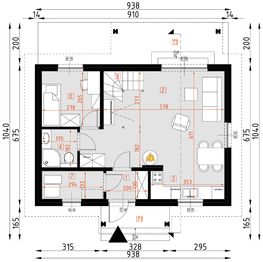 Parter projektu - D417 Paulinka z ogrzewaniem na pellet wersja drewniana