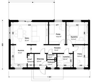Rzut parteru - Dom prefabrykowany DH110