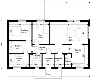 Rzut parteru - Dom prefabrykowany DH115