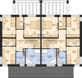 Piętro 1 projektu - APS 307 wariant 3 dwulokalowy
