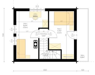 Poddasze projektu - Jutrzenka 2 z gospodarczym
