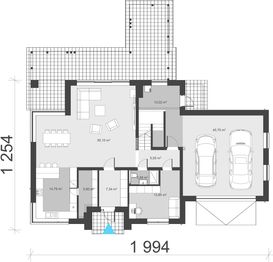 Projekt domu uA389 - rzut parteru, dom liczy 6 pokoje, 2 łazienki i wc