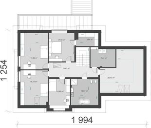 Projekt domu uA389 - rzut poddasza, dom liczy 6 pokoje, 2 łazienki i wc