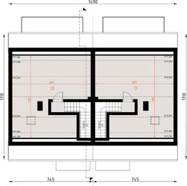 Poddasze projektu - D424A - zabudowa bliźniacza - segmenty dwulokalowe