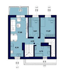 Projekt domu Domidea 203 - rzut 1 piętra, dom liczy 6 pokoje, 4 łazienki i wc
