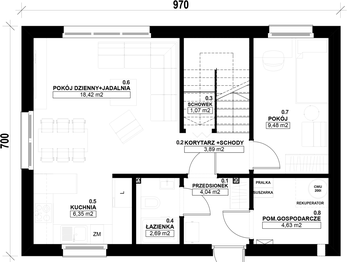 Parter - Dom prefabrykowany Piętrowy 95A