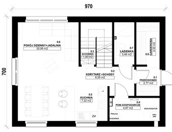Parter - Dom prefabrykowany Piętrowy 95C