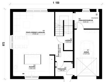 Parter - Dom prefabrykowany Stodoła 150B
