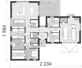 Projekt domu uA337v1 - rzut parteru, dom liczy 4 pokoje, 2 łazienki i wc