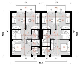 Projekt domu D425A - Zabudowa bliźniacza - rzut poddasza, dom liczy 8 pokoje, 5 łazienki i wc