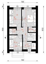Projekt domu D427 - rzut poddasza, dom liczy 3 pokoje, 2 łazienki i wc