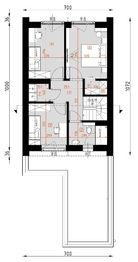 Projekt domu D427 - z garażem - rzut poddasza, dom liczy 3 pokoje, 2 łazienki i wc