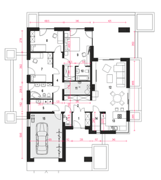 Parter projektu - Klara VII z garażem 1-st. [A]