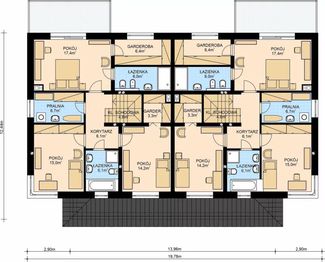 Piętro 1 projektu - APS 330 wariant 2 dwulokalowy ECO