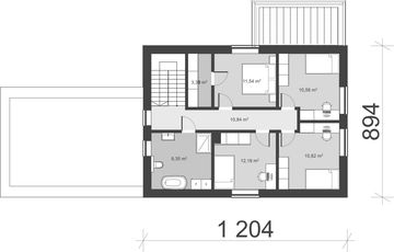 Projekt domu uA333 - rzut poddasza, dom liczy 5 pokoje, 2 łazienki i wc