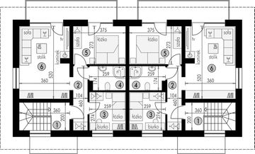 Piętro 1 projektu - Dwulokalowy 5