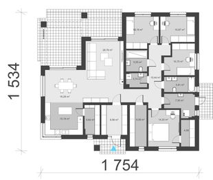 Projekt domu uA463 - rzut parteru, dom liczy 4 pokoje, 2 łazienki i wc