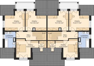 Poddasze projektu - APS 107 dwulokalowy wariant 2