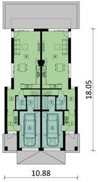 Projekt domu Ka284 - rzut parteru, dom liczy 8 pokoje, 4 łazienki i wc