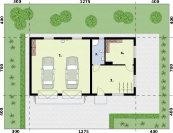 Projekt budynku gospodarczego G362 budynek gospodarczy - rzut parteru, dom liczy 0 pokoje, 1 łazienki i wc