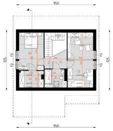 Projekt domu D440 - rzut poddasza, dom liczy 3 pokoje, 2 łazienki i wc